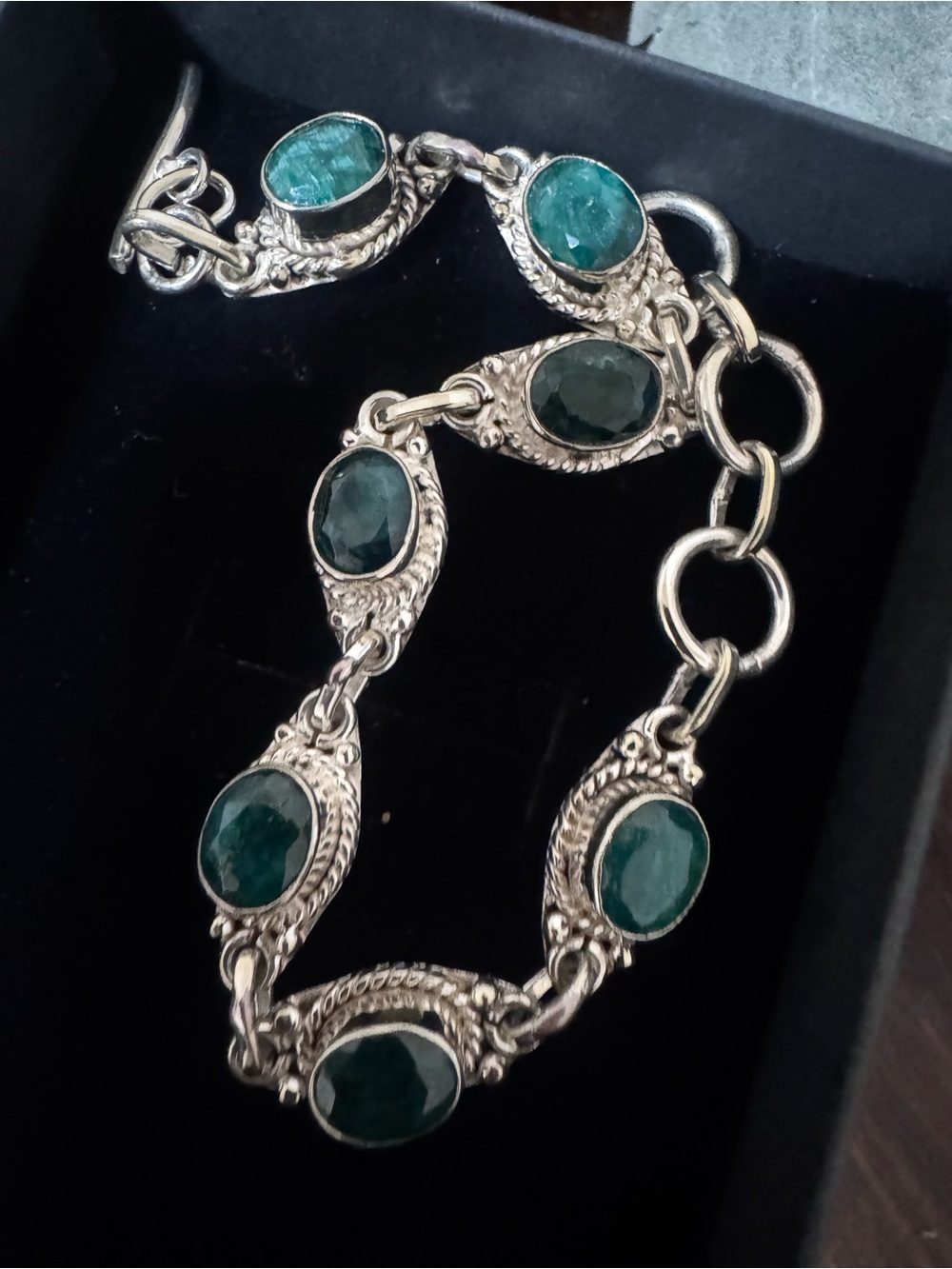 Genuine  Emerald Bracelet silver pl